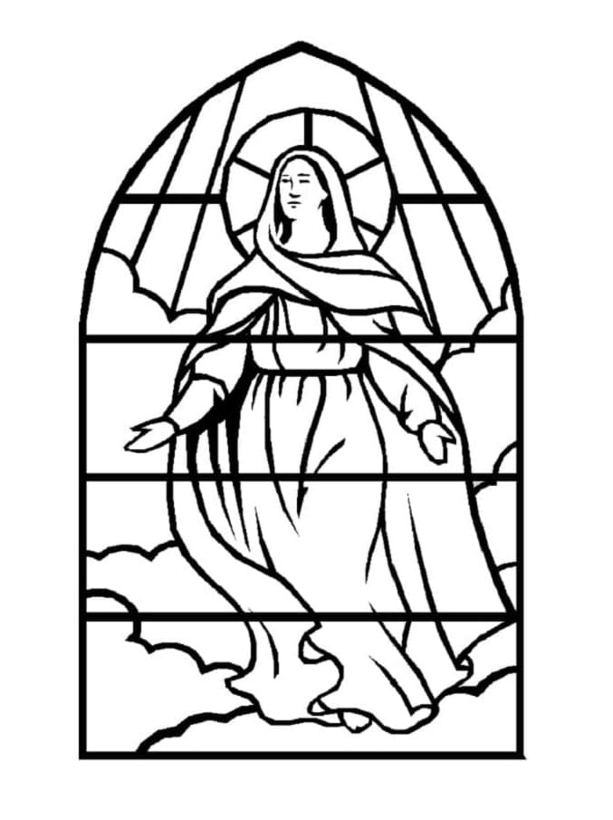 Printable Mother Maria Stained Glass Coloring Page