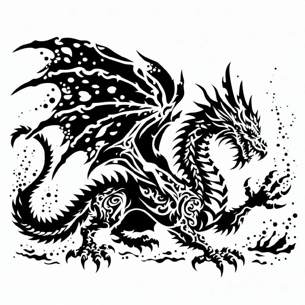 Printable Mythical Dragon Stencil