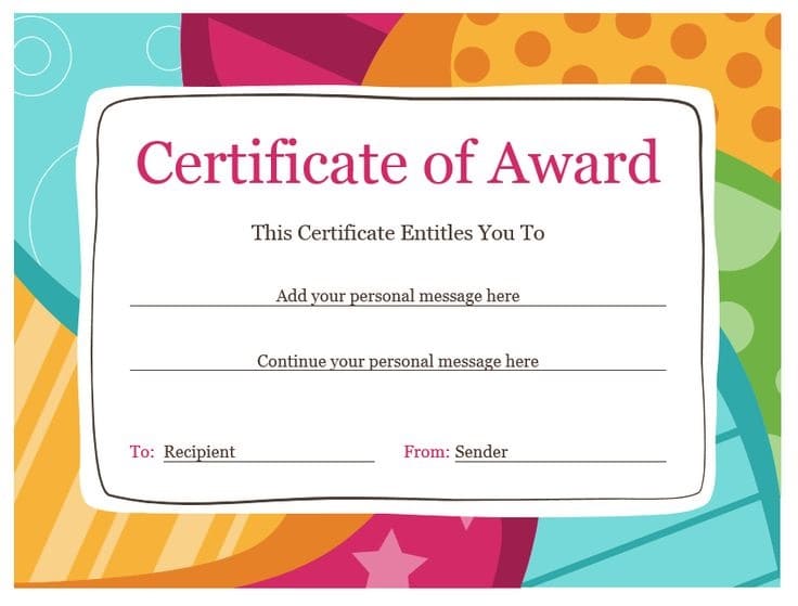 Printable Normal Award Certificate
