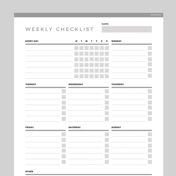 Printable Normal Checklist Template