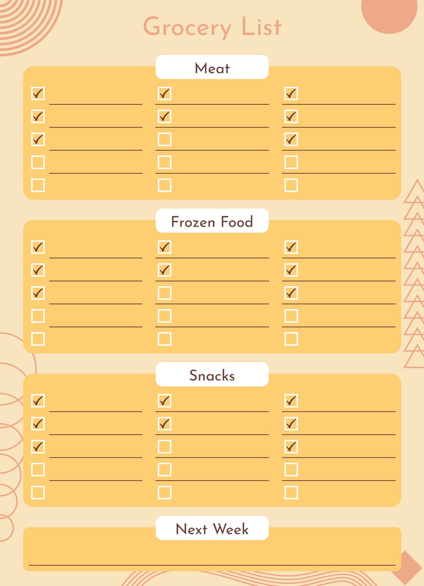 Printable Picture of Grocery List Template