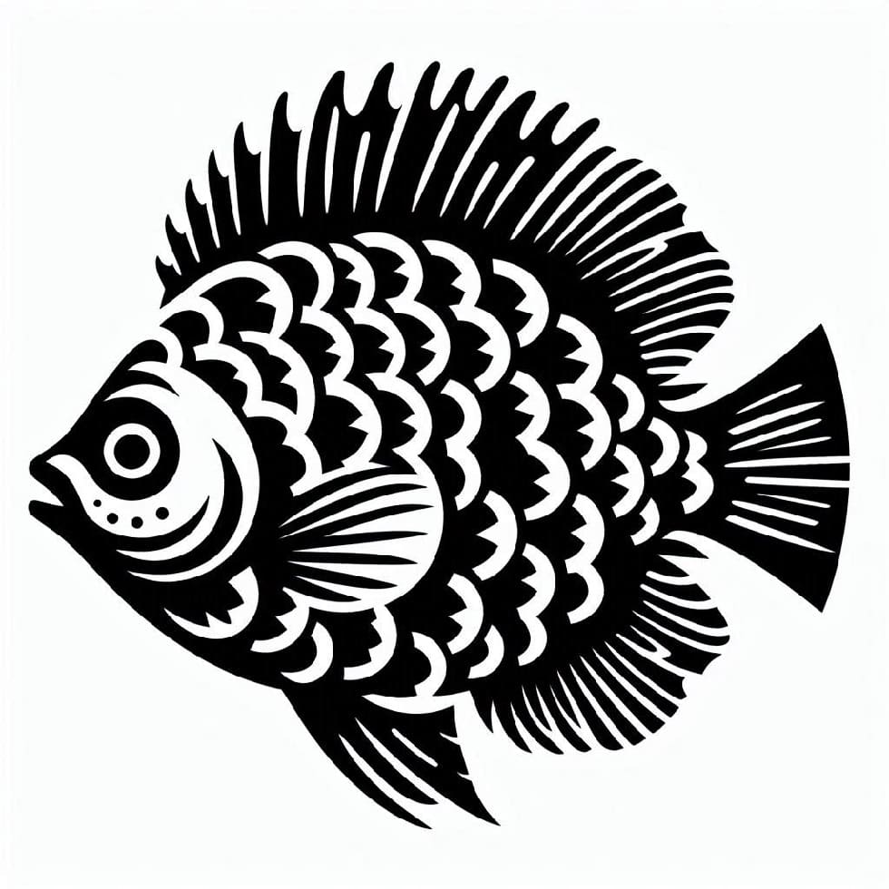 Printable Playful Fish Stencil