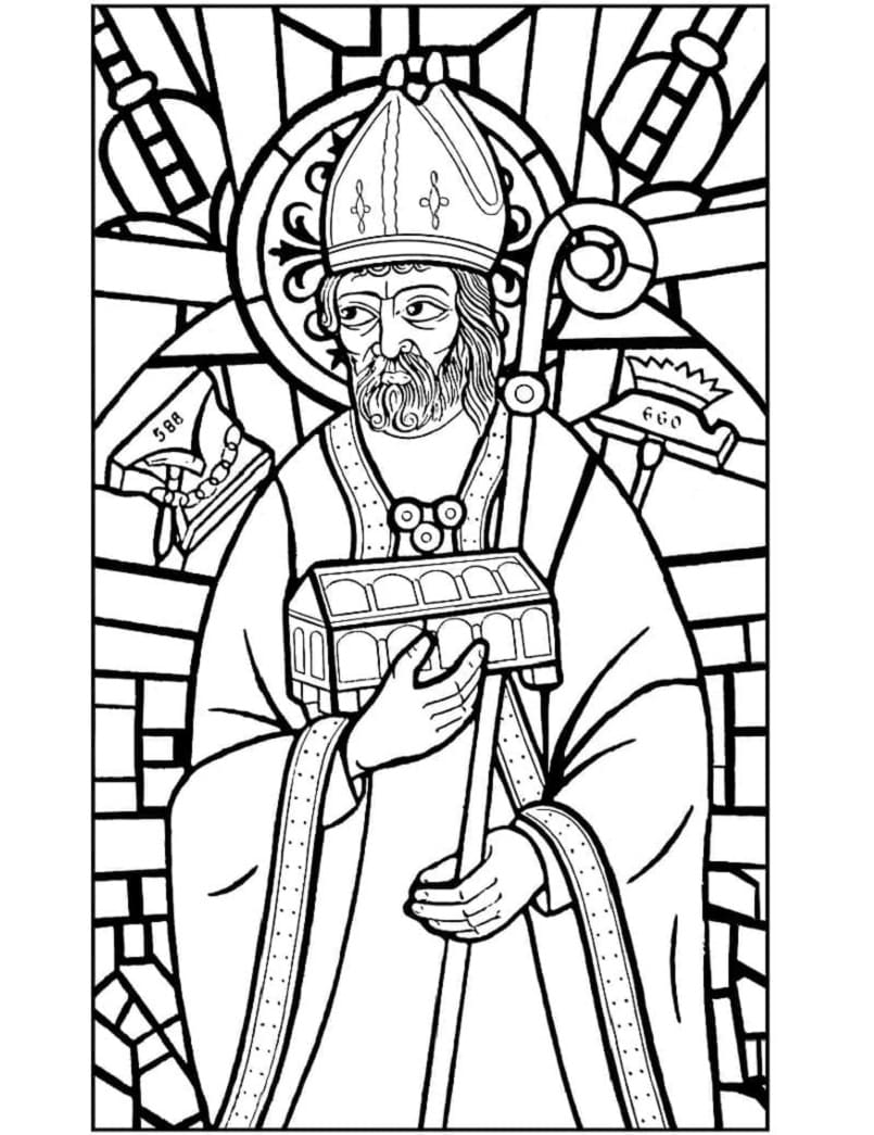 Printable Saint Eligius Stained Glass Coloring Page