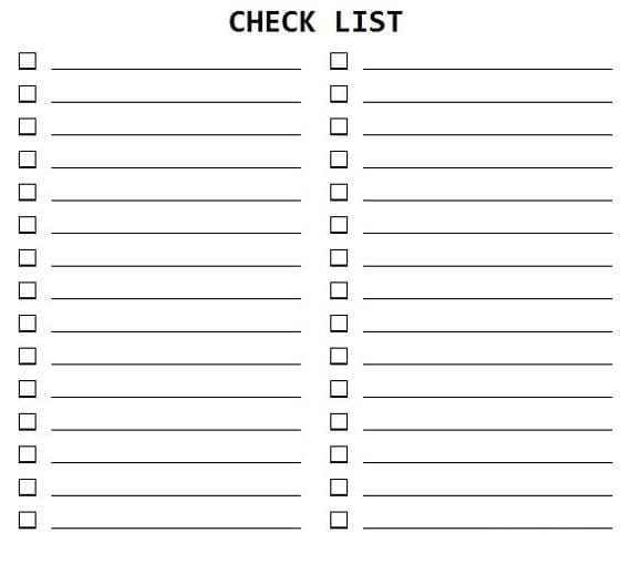 Printable Simple Checklist Template