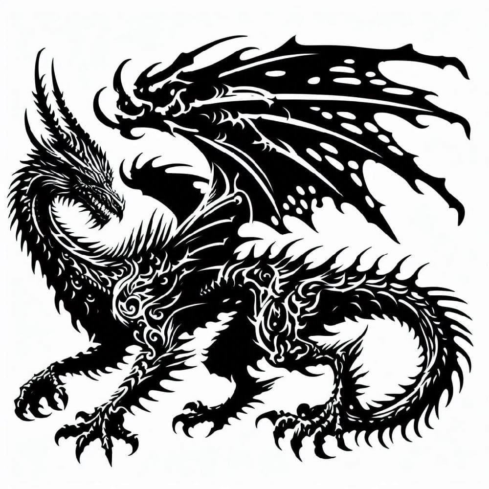 Printable Simple Dragon Stencil Image