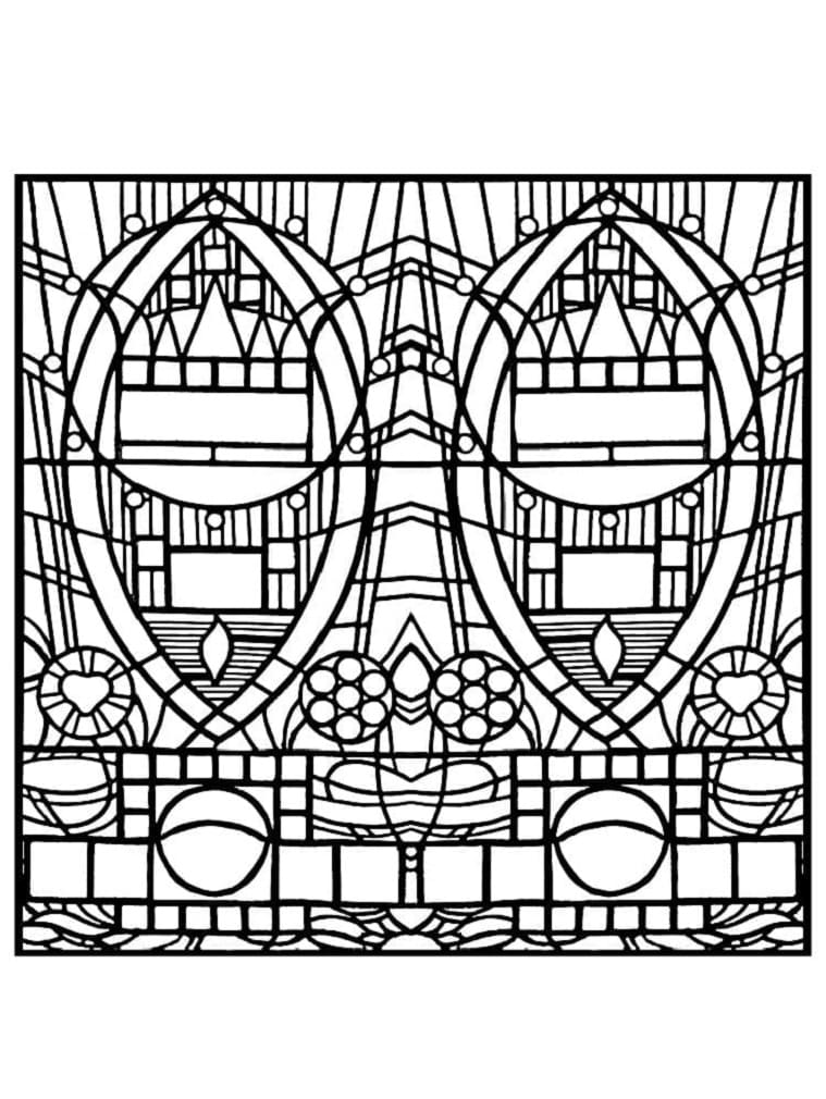 Printable Stained Glass Design Coloring Page