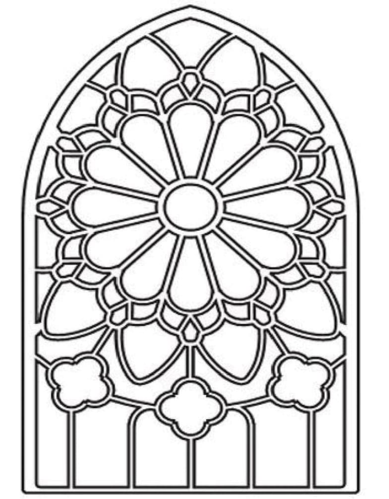 Printable Stained Glass Free Picture Coloring Page