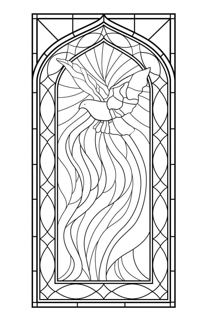 Printable Stained Glass Holy Spirit Coloring Page