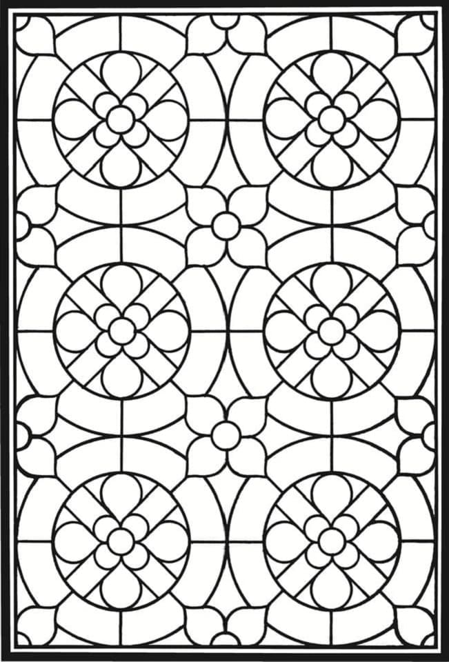 Printable Stained Glass Patterns Coloring Page