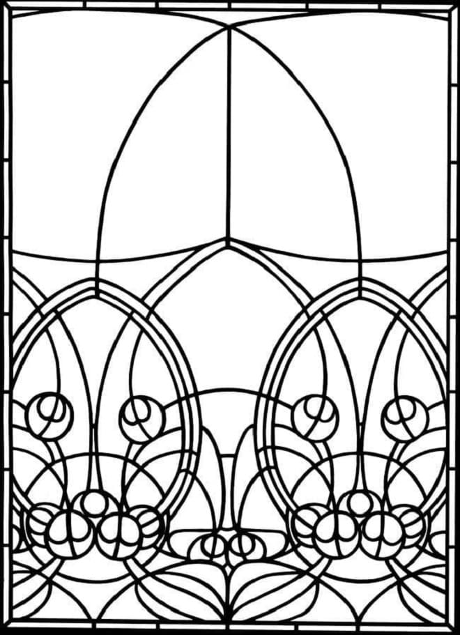 Printable Stained Glass Picture Coloring Page