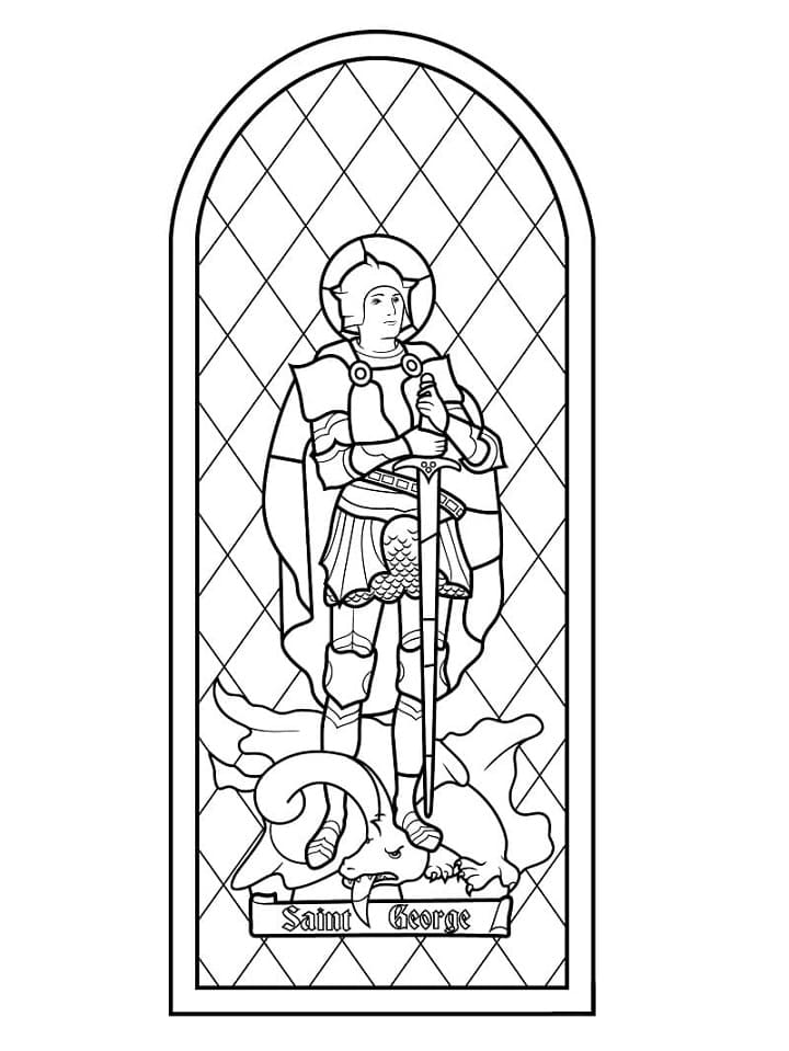 Printable Stained Glass Saint George Coloring Page