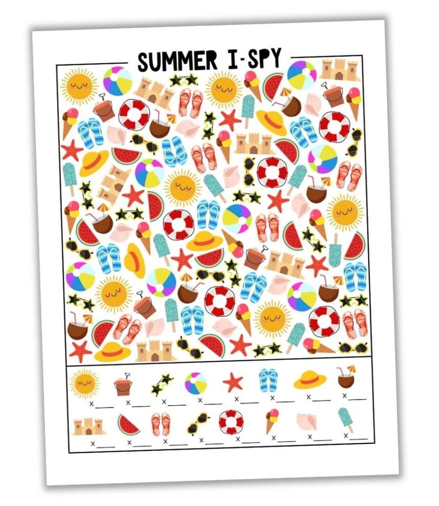 Printable Summer I Spy Free Picture