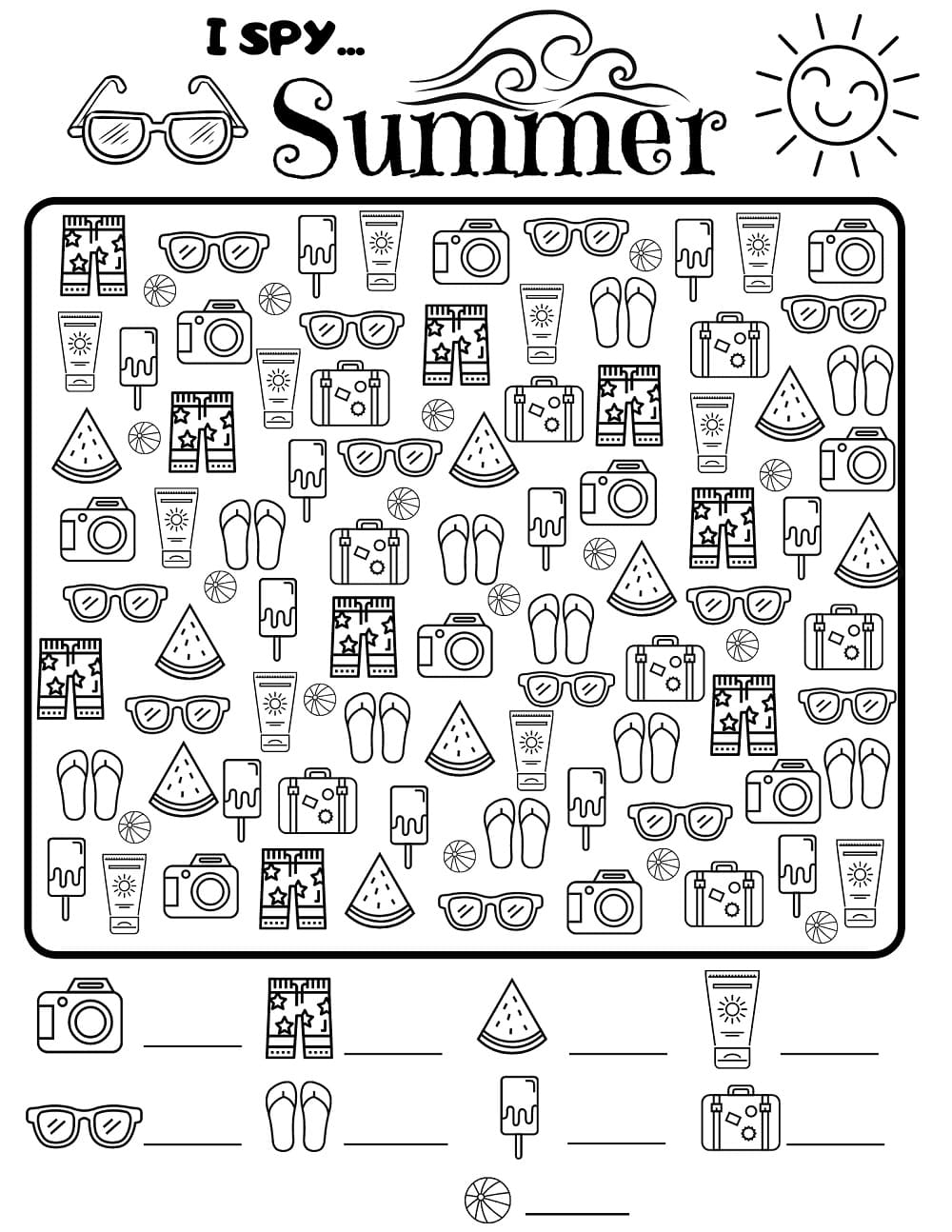 Printable Summer I Spy Game Free