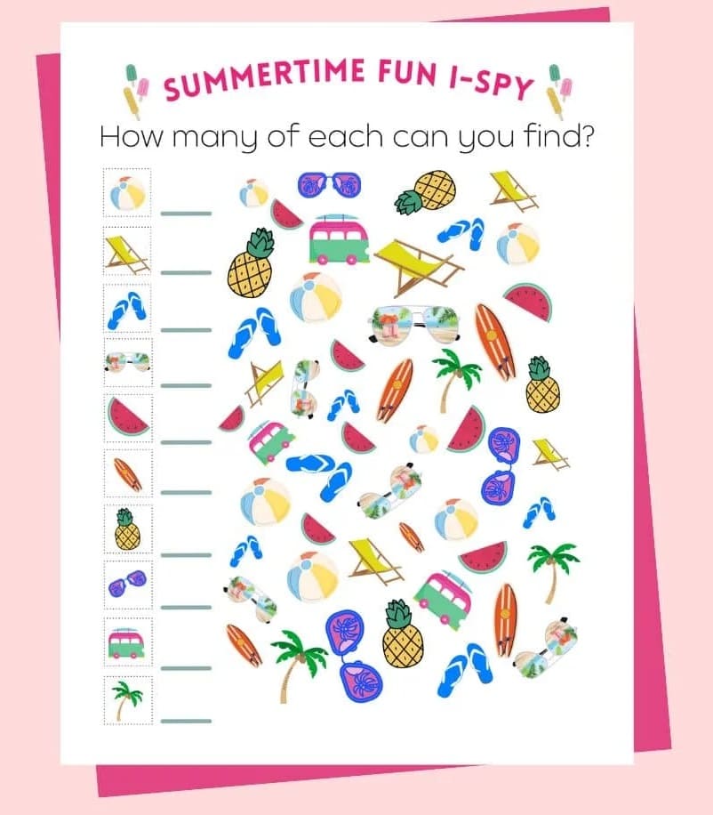 Printable Summer I Spy Pictures