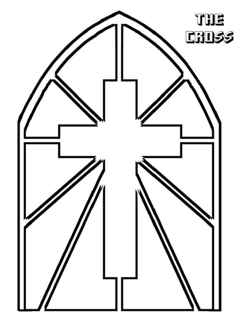 Printable The Cross Stained Glass Coloring Page