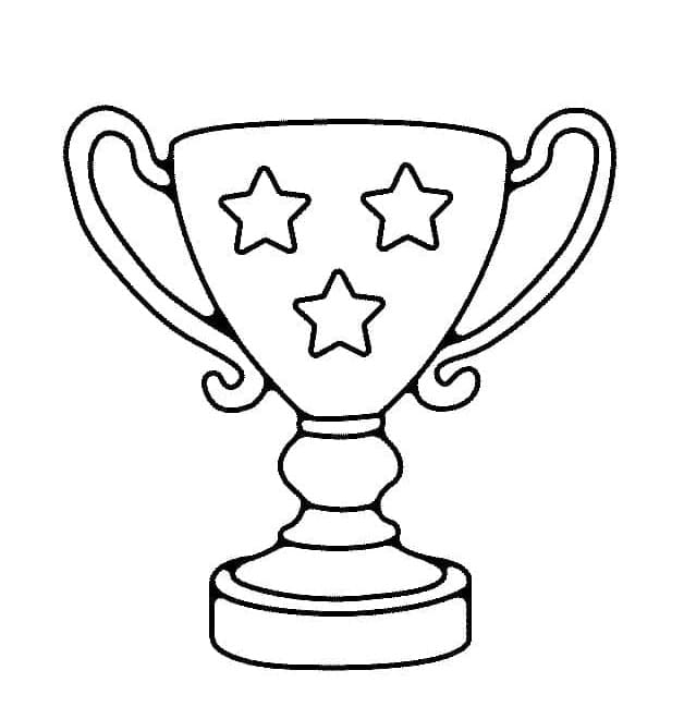 Printable Trophy with Stars Coloring Page