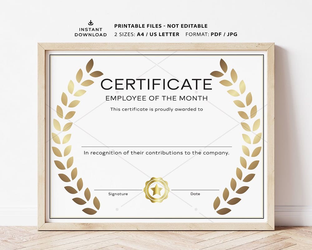 Printable Vintage Award Certificate