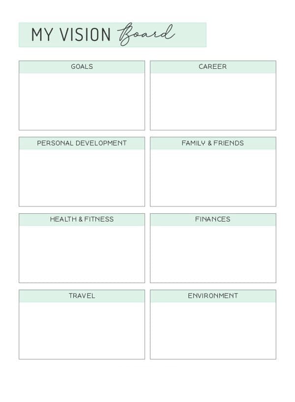 Printable Vision Board Template Download Free