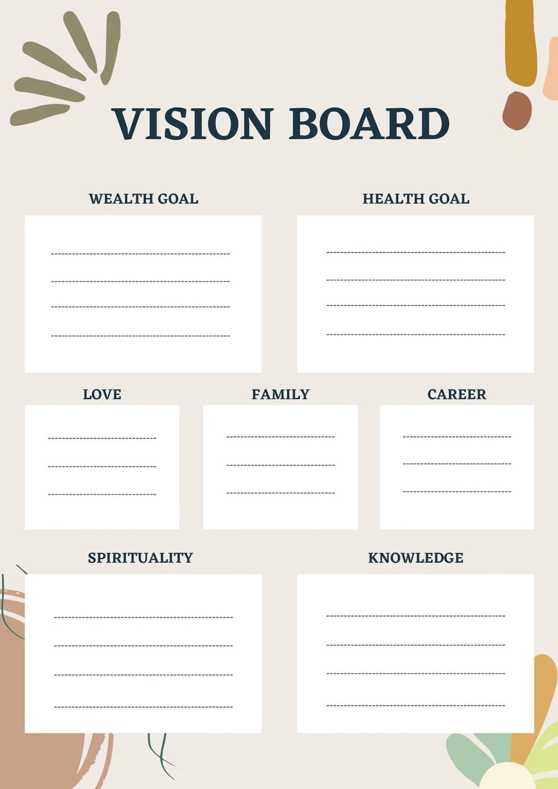 Printable Vision Board Template Free Photo