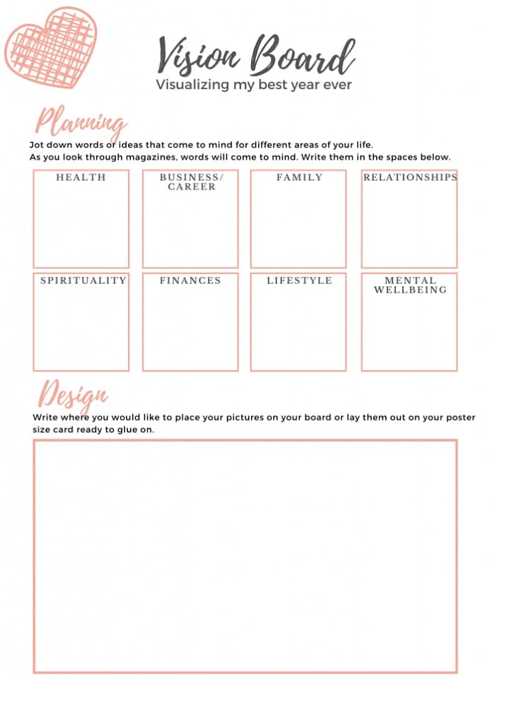 Printable Vision Board Template Free Picture