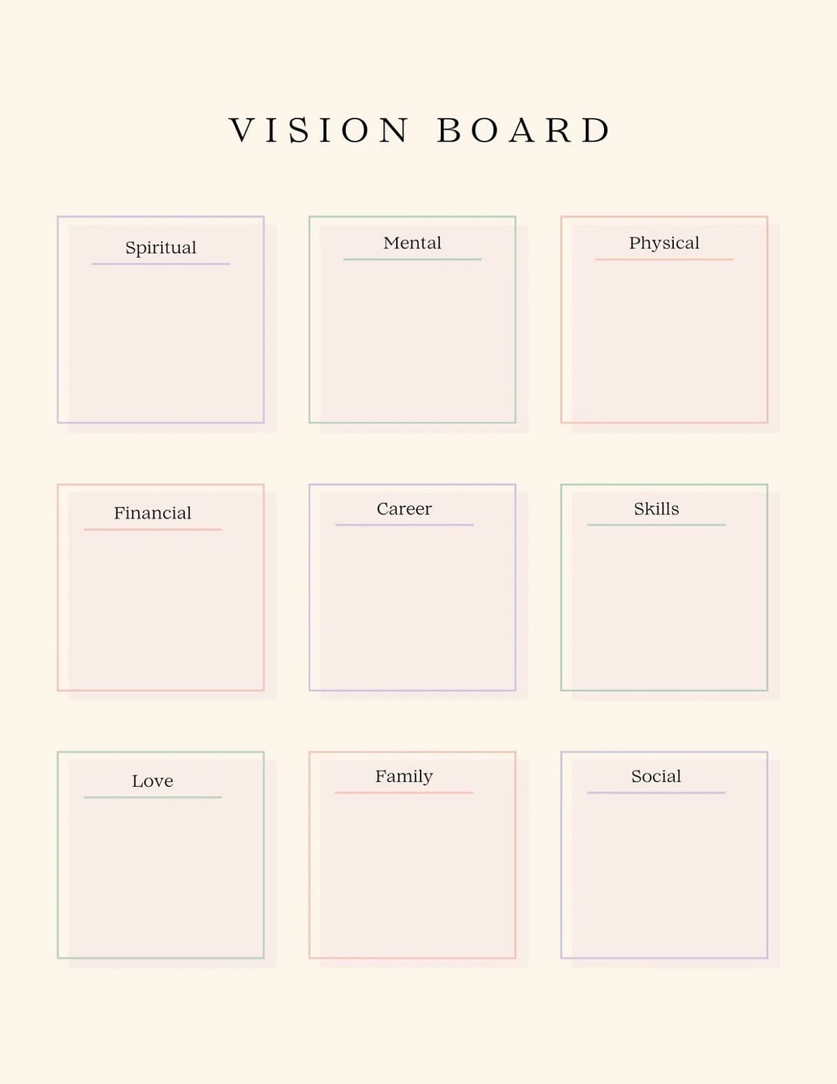 Printable Vision Board Template Free