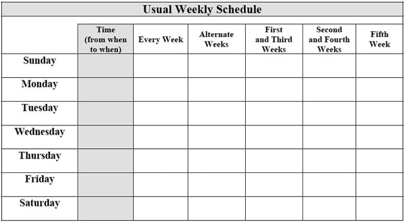 Printable Weekly Schedule Template Free