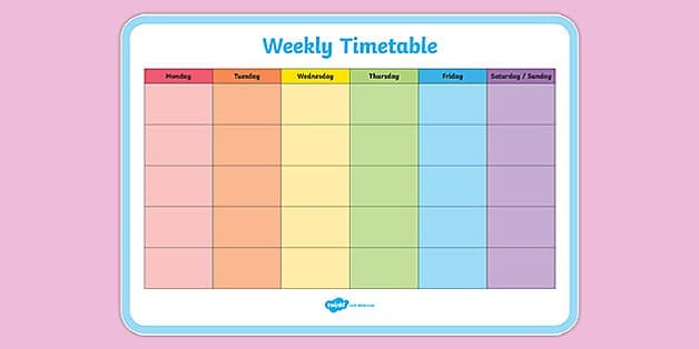 Printable Weekly Schedule Template Images