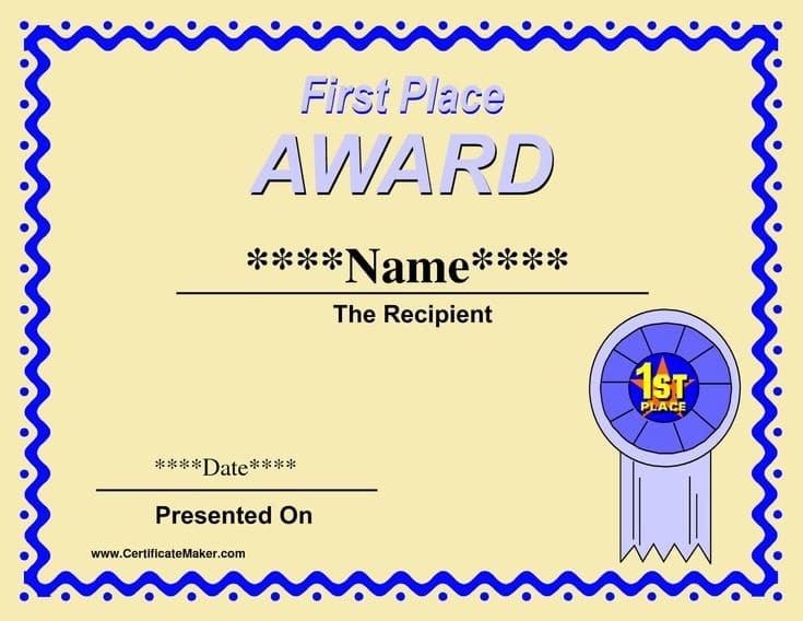 The Award Certificate Printable