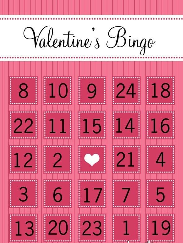 Valentines Number Bingo Printable