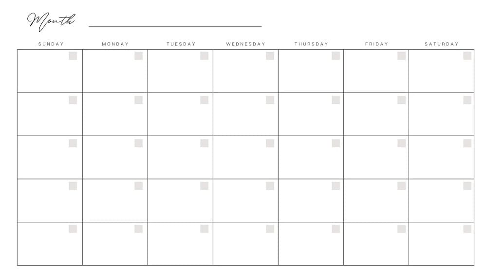 Calendar Basic Template Free