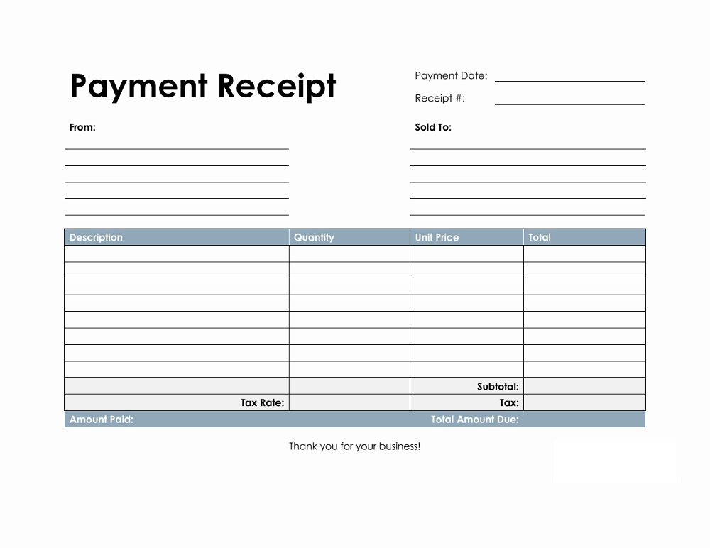 Download Printable Receipt Template