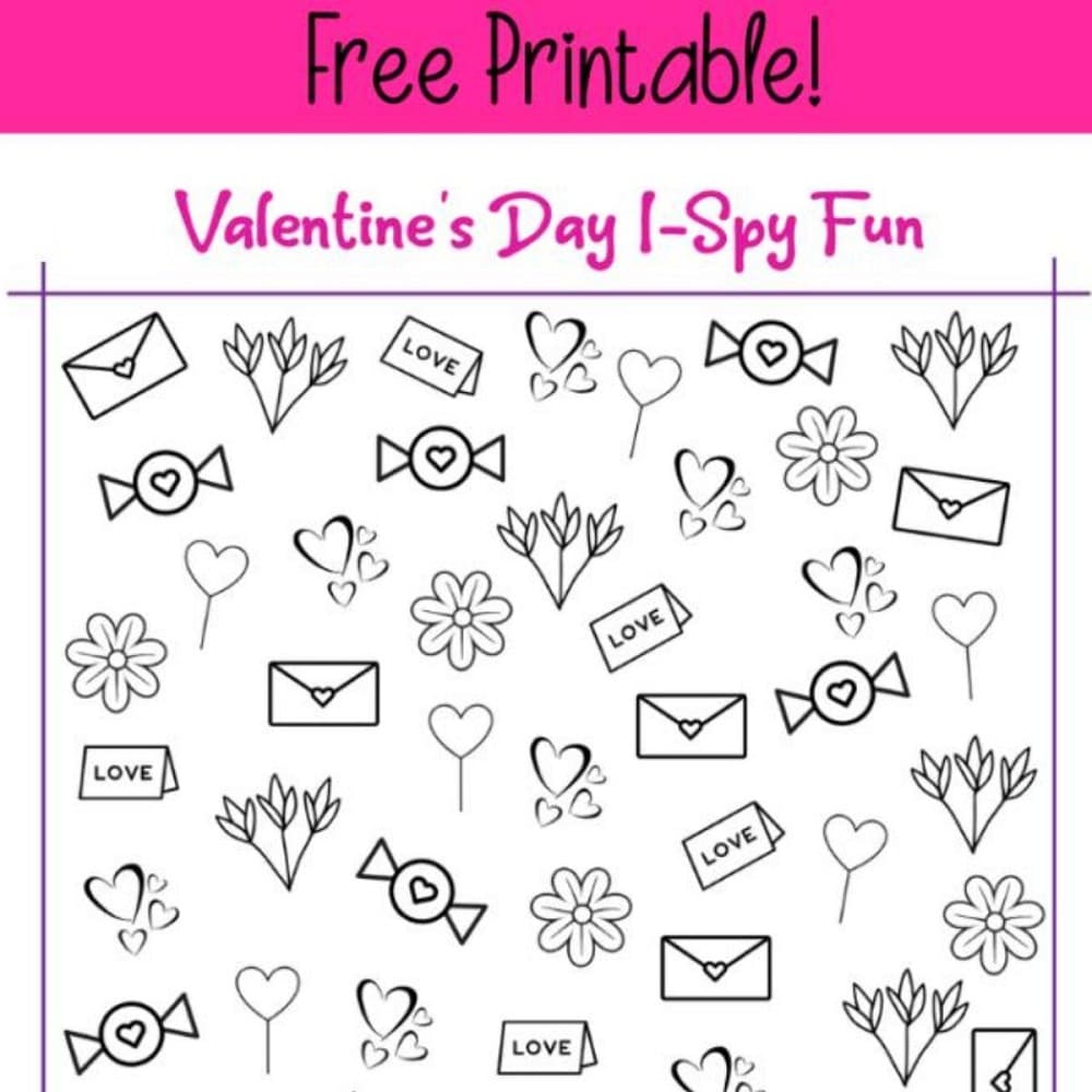 Download Printable Valentine I Spy Free