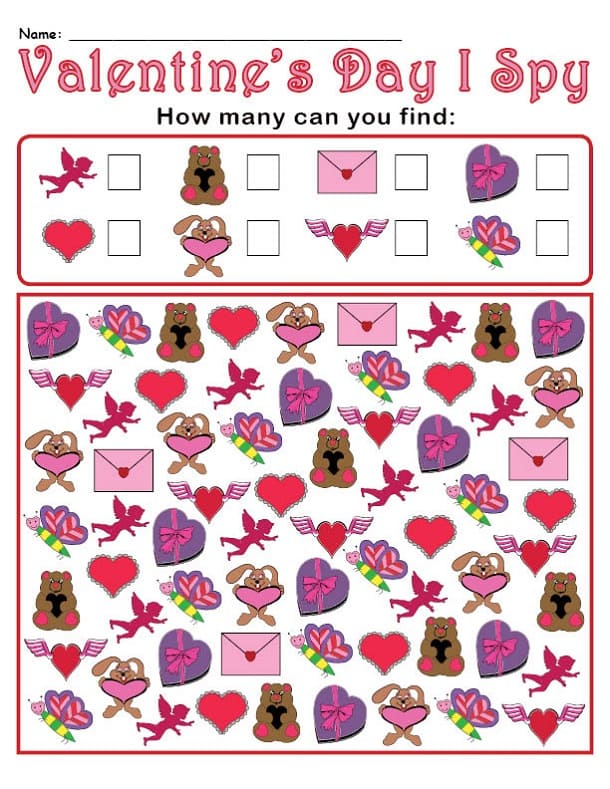 Download Printable Valentine I Spy Image