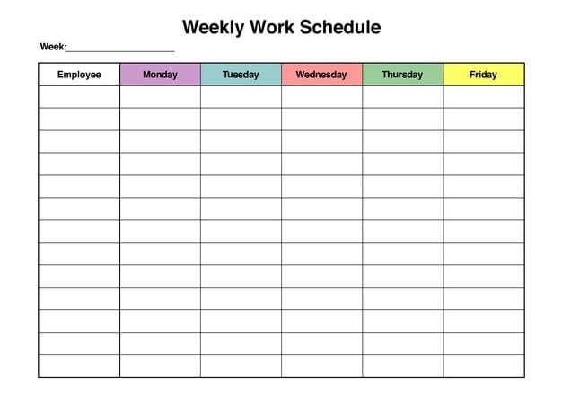 Download Printable Work Schedule Template