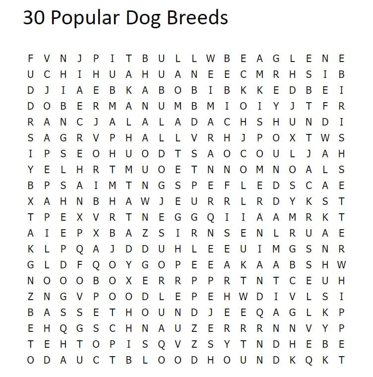 Free Printable Dog Crossword Puzzle