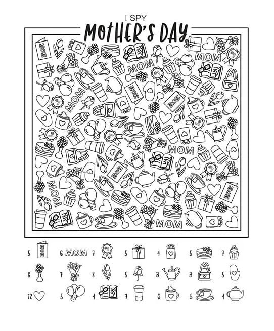 Free Printable Mother’s Day I Spy Image