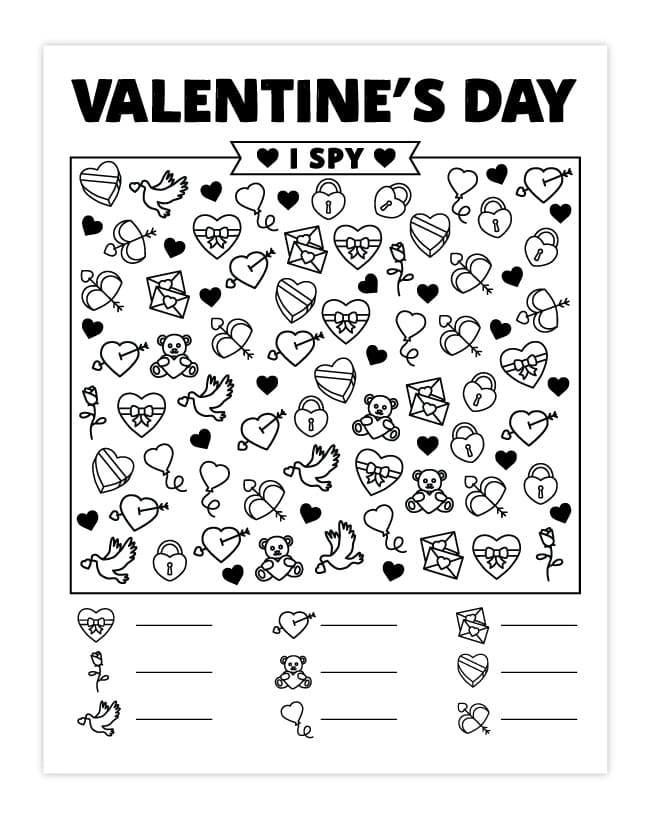 Free Printable Valentine I Spy Image