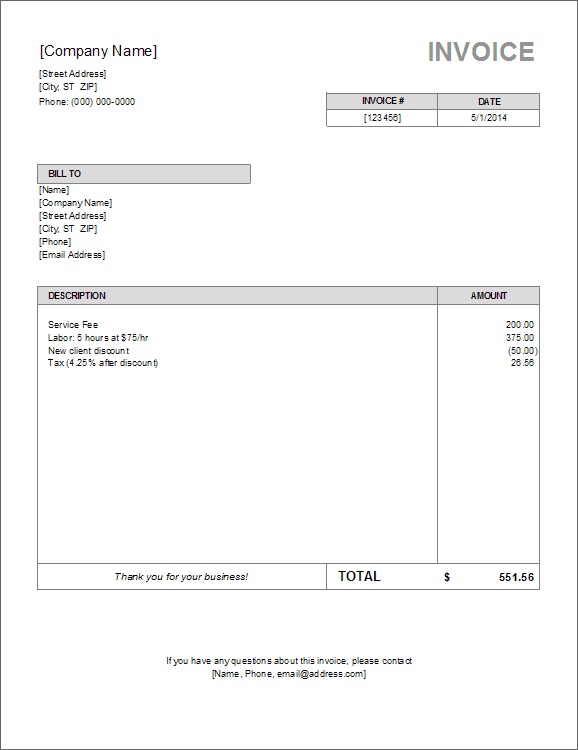 Invoice Template Free Picture