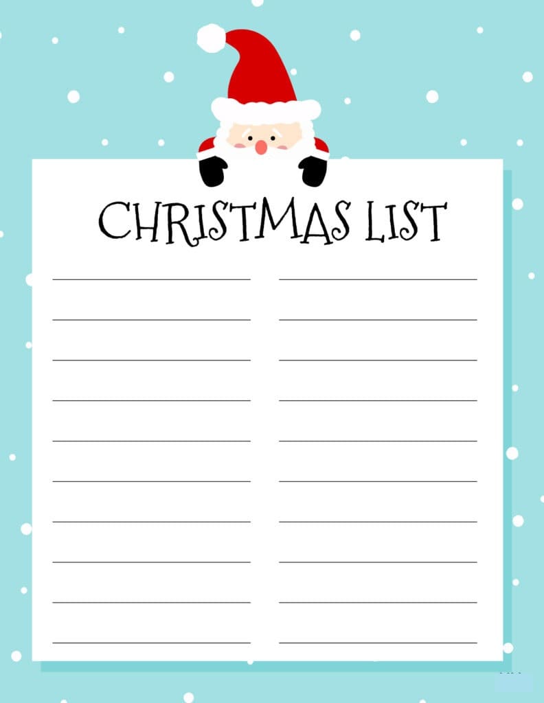 Printable Christmas List Template Download Free