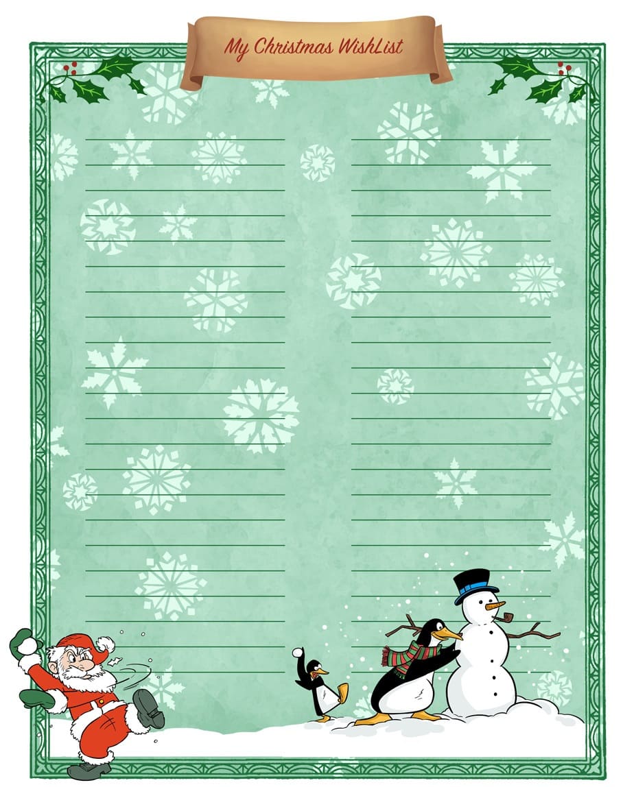 Printable Christmas List Template For Kid