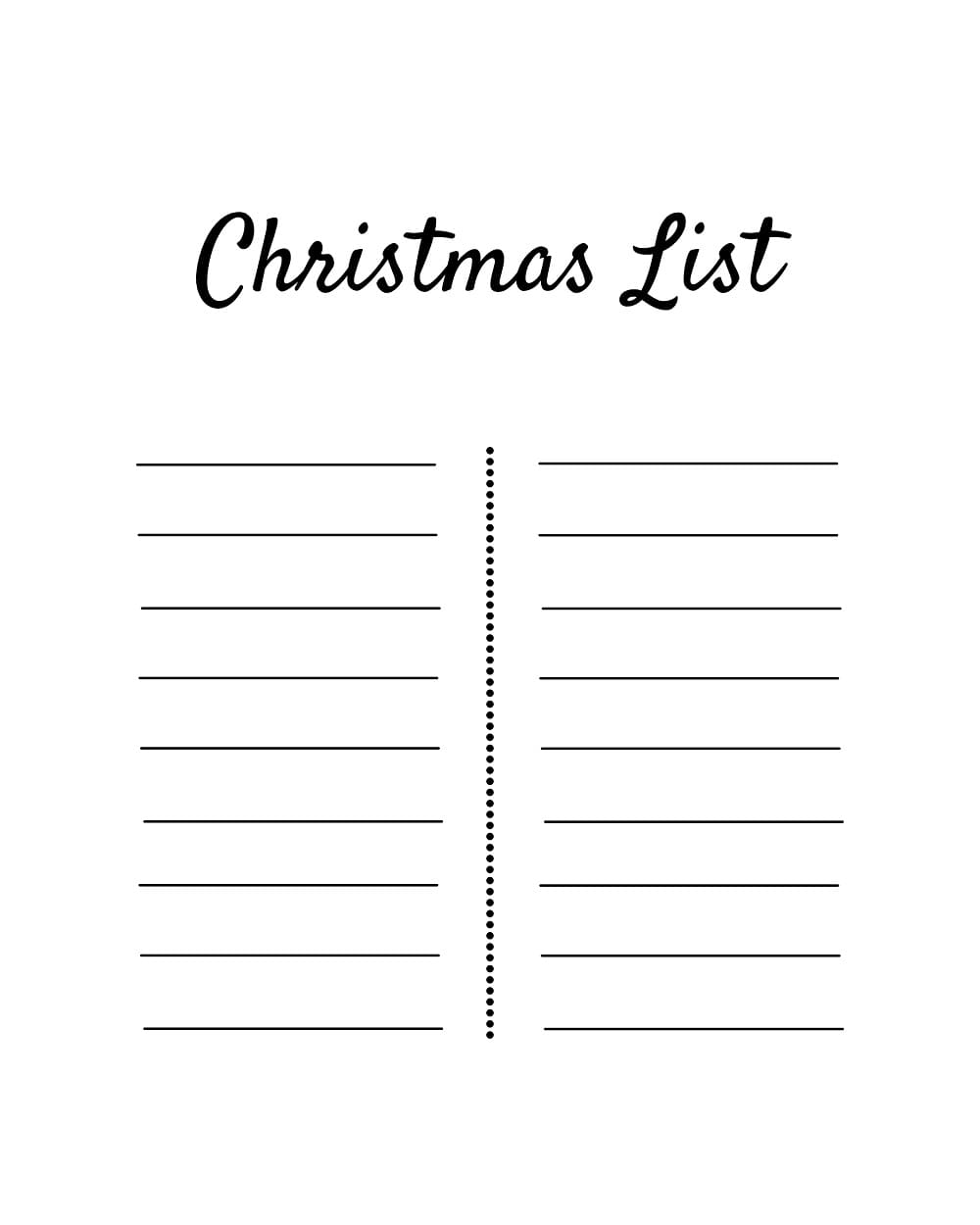 Printable Christmas List Template Photos