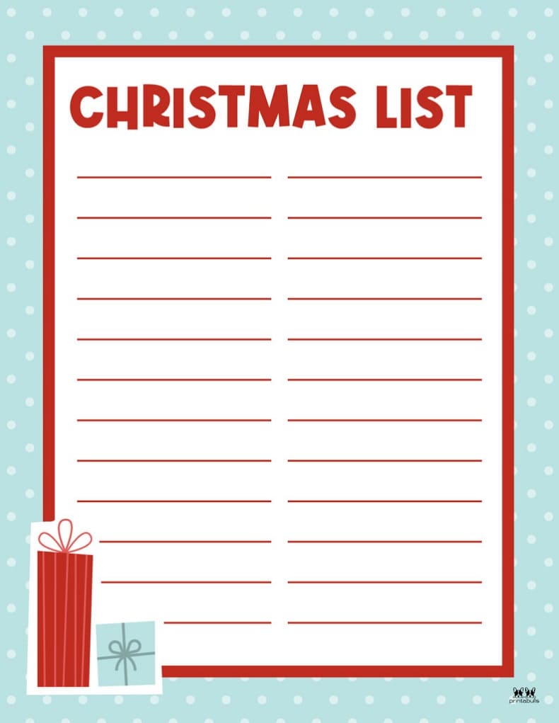 Printable Free Christmas List Template