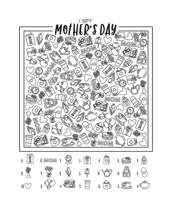 Printable Free Image of Mother’s Day I Spy