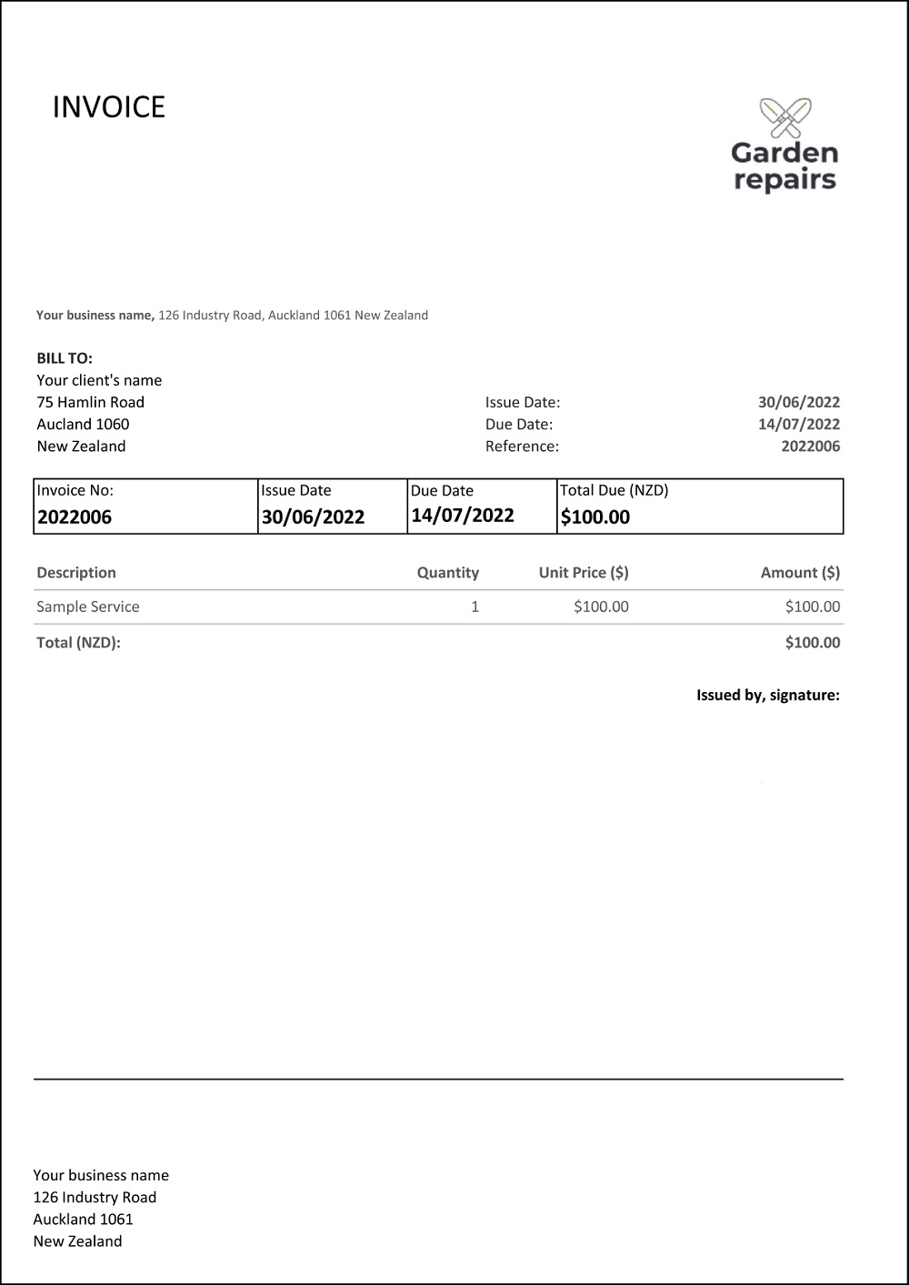 Printable Invoice Template Picture