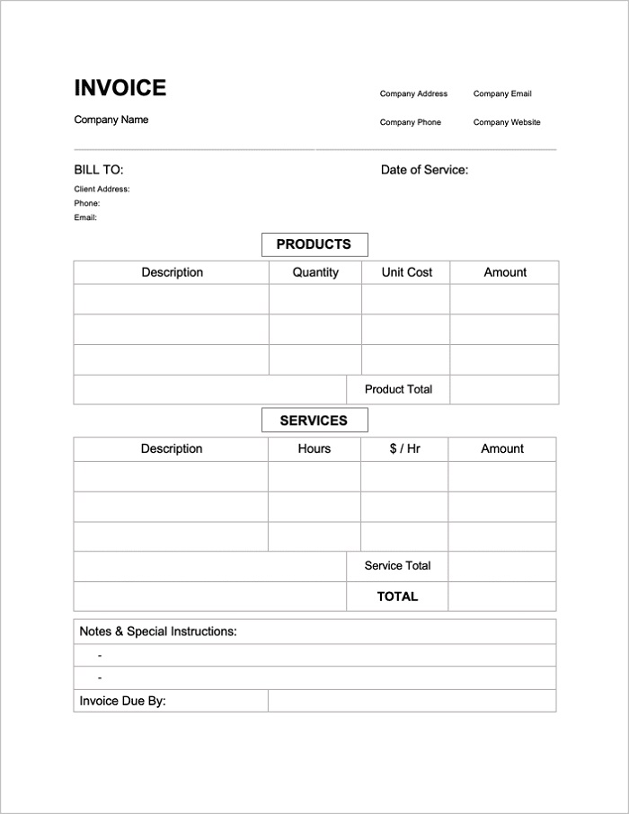 Printable Management Invoice Template