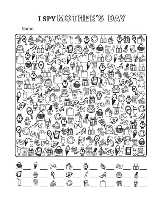 Printable Mother’s Day I Spy Download Free