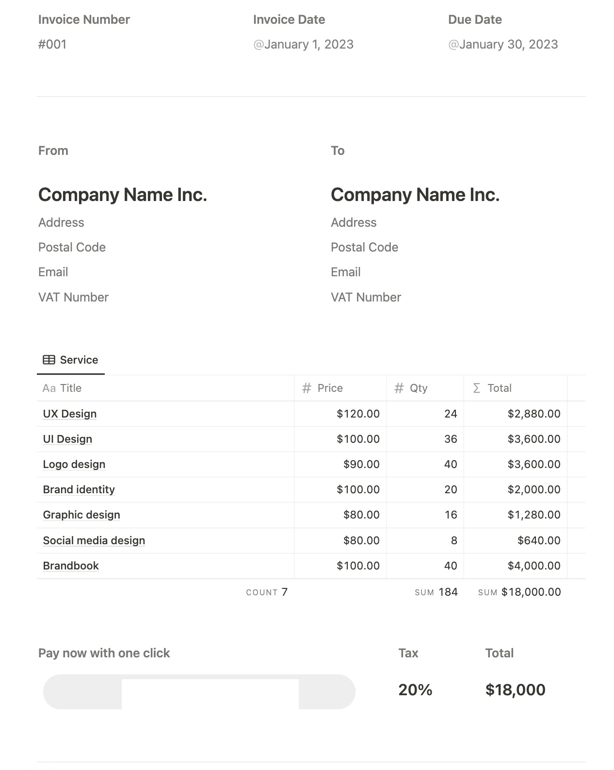 Printable Normal Invoice Template