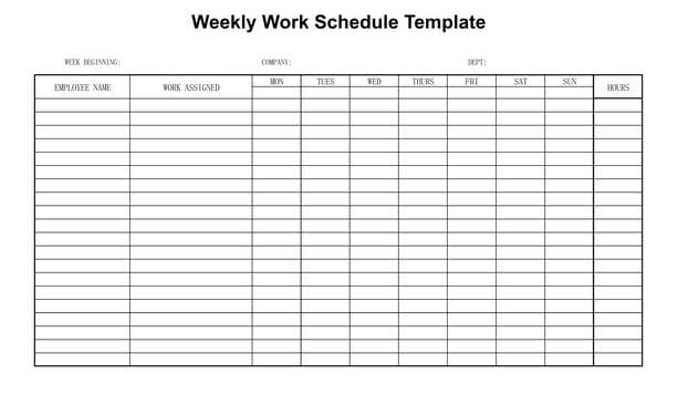 Printable Perfect Work Schedule Template