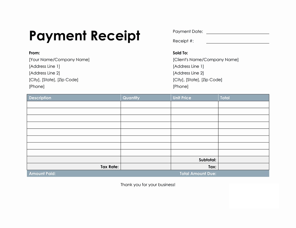 Printable Receipt Template For Free