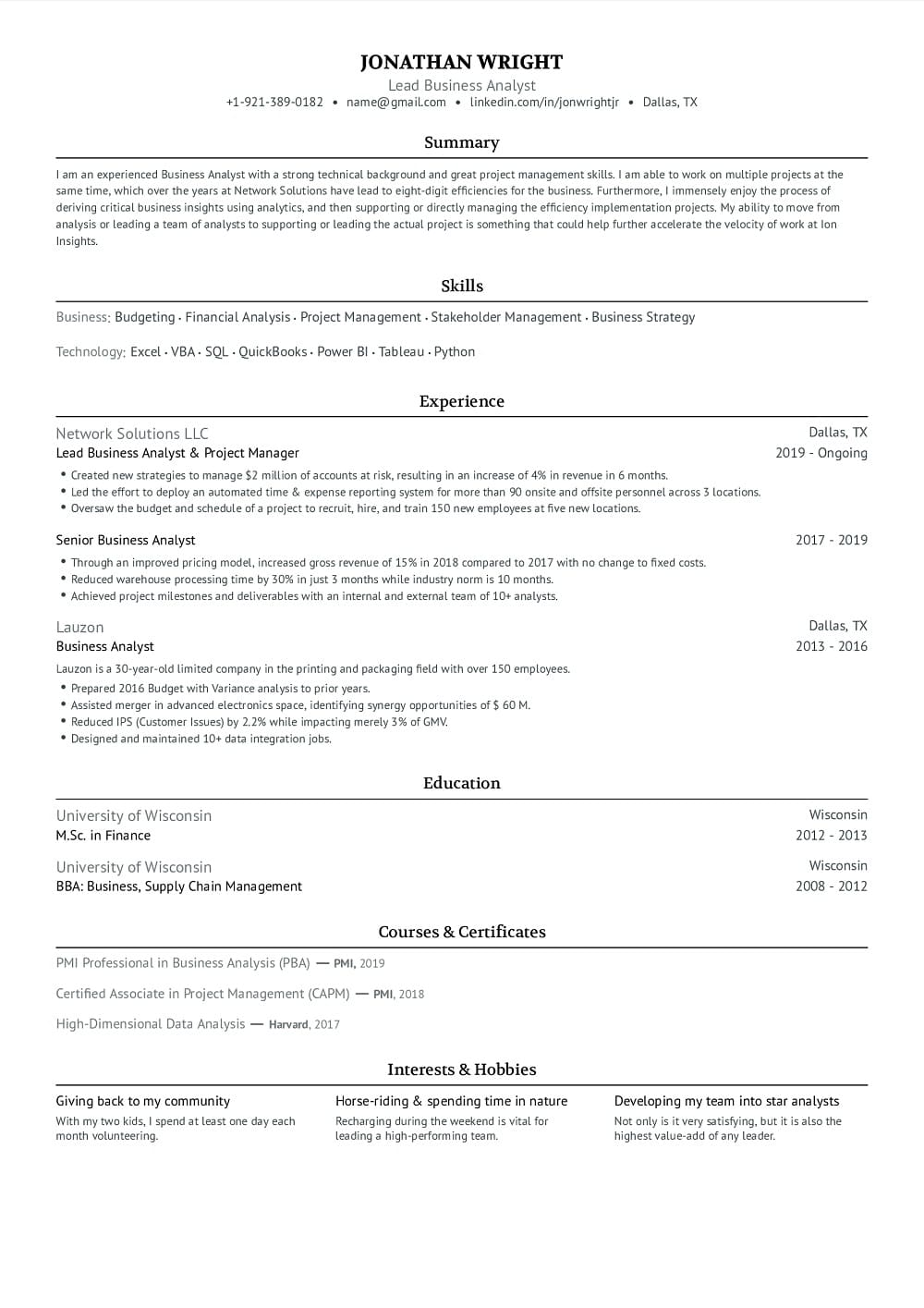 Printable Resume Template For Free